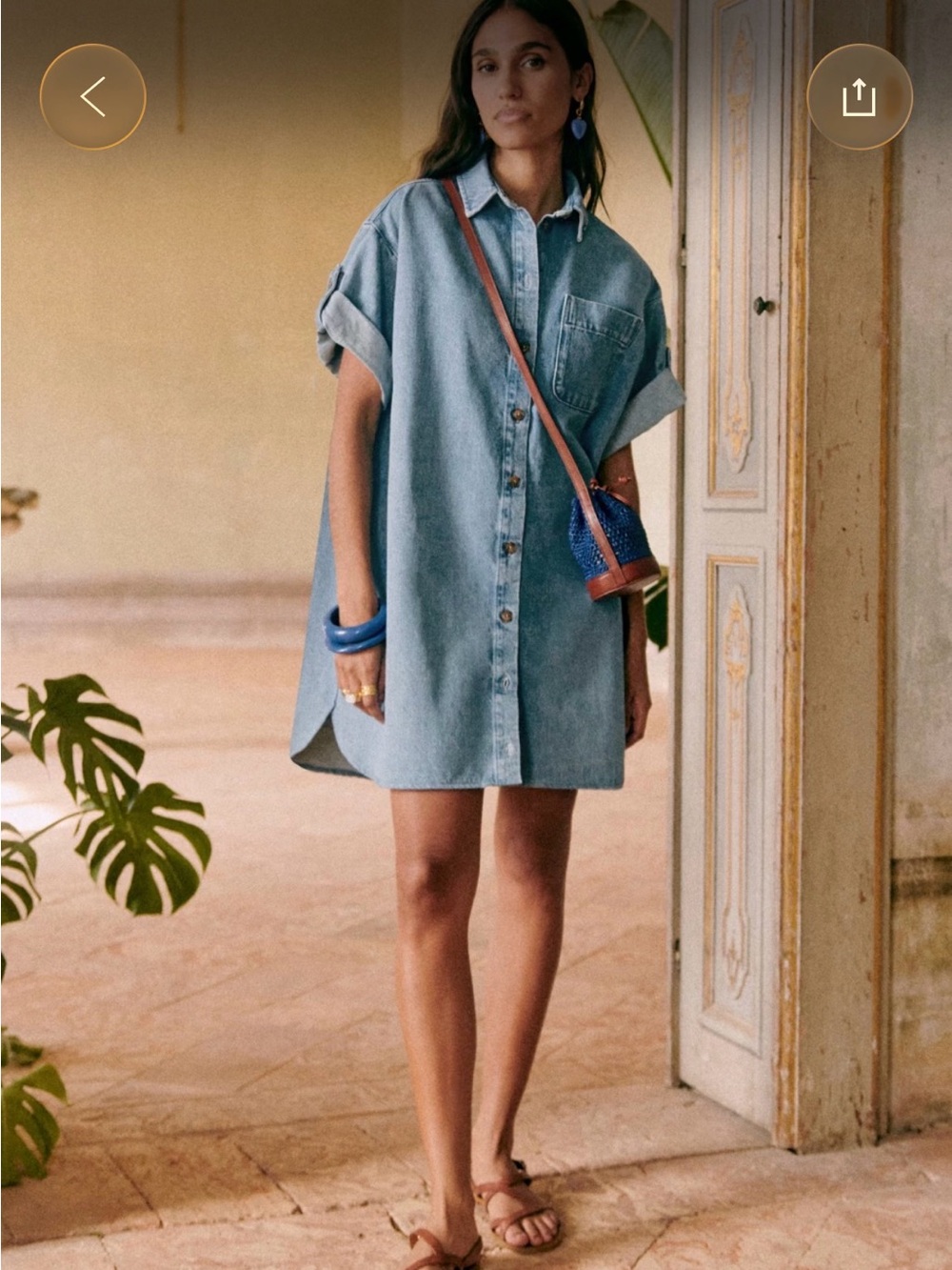 Sezane Light Blue Denim Shirt Dress
